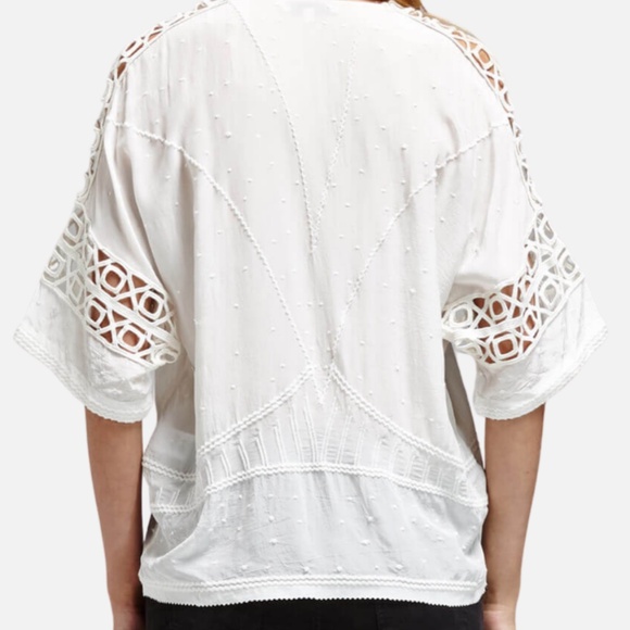 IRO Brynn Top Ecru White 38 M/L Bohemian Cutout Slouchy Embroidered Top - Picture 3 of 8